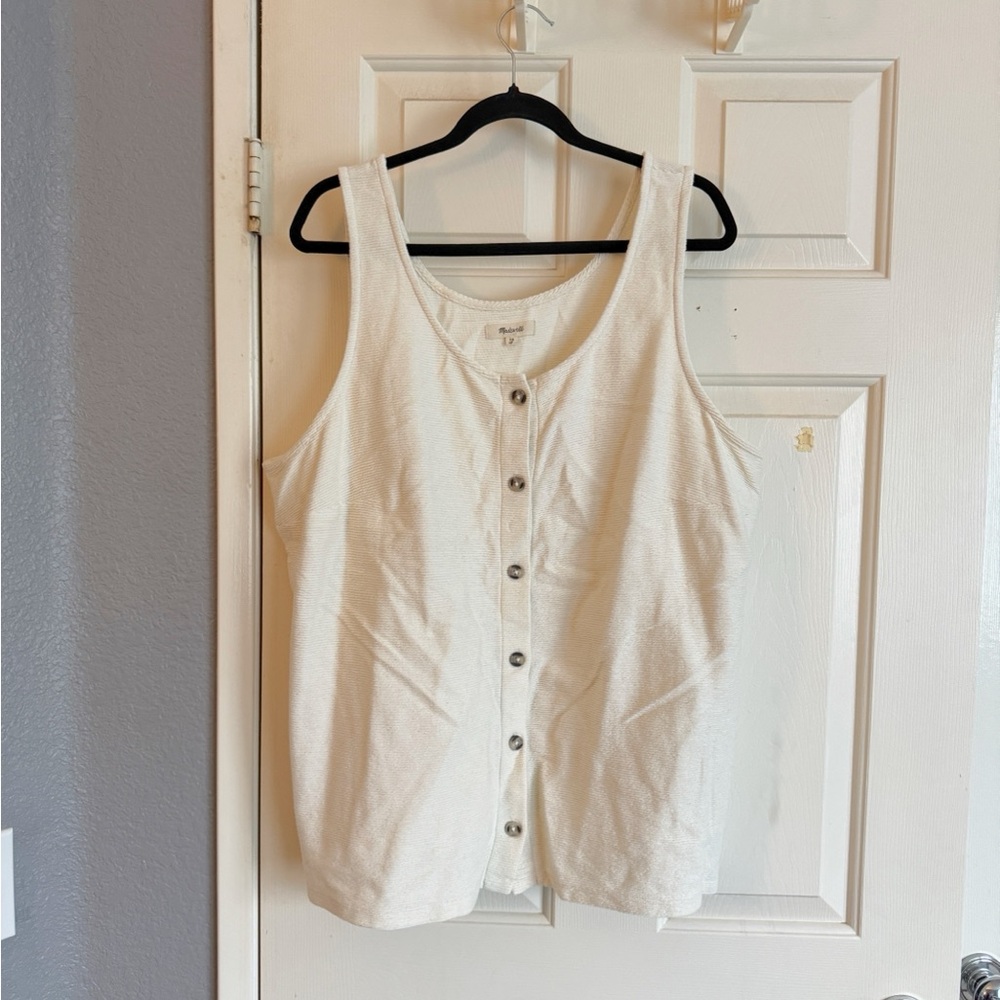 Madewell Ivory Button-Front Tank Top 2x